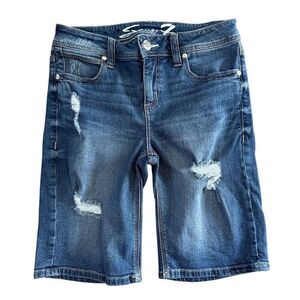 Seven 7 Distressed Jean Bermuda Shorts Medium Wash Women's  Size 6